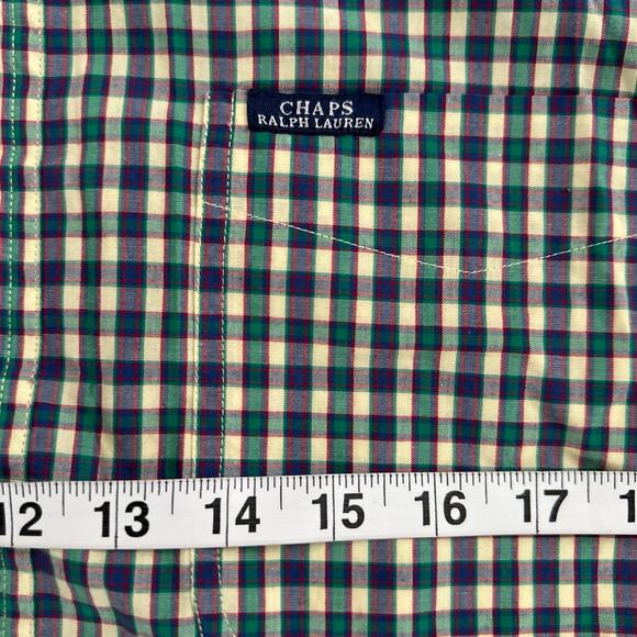 Mens Size L Multi Chaps Colored Plaid Button Shirt - Picture 6 of 7
